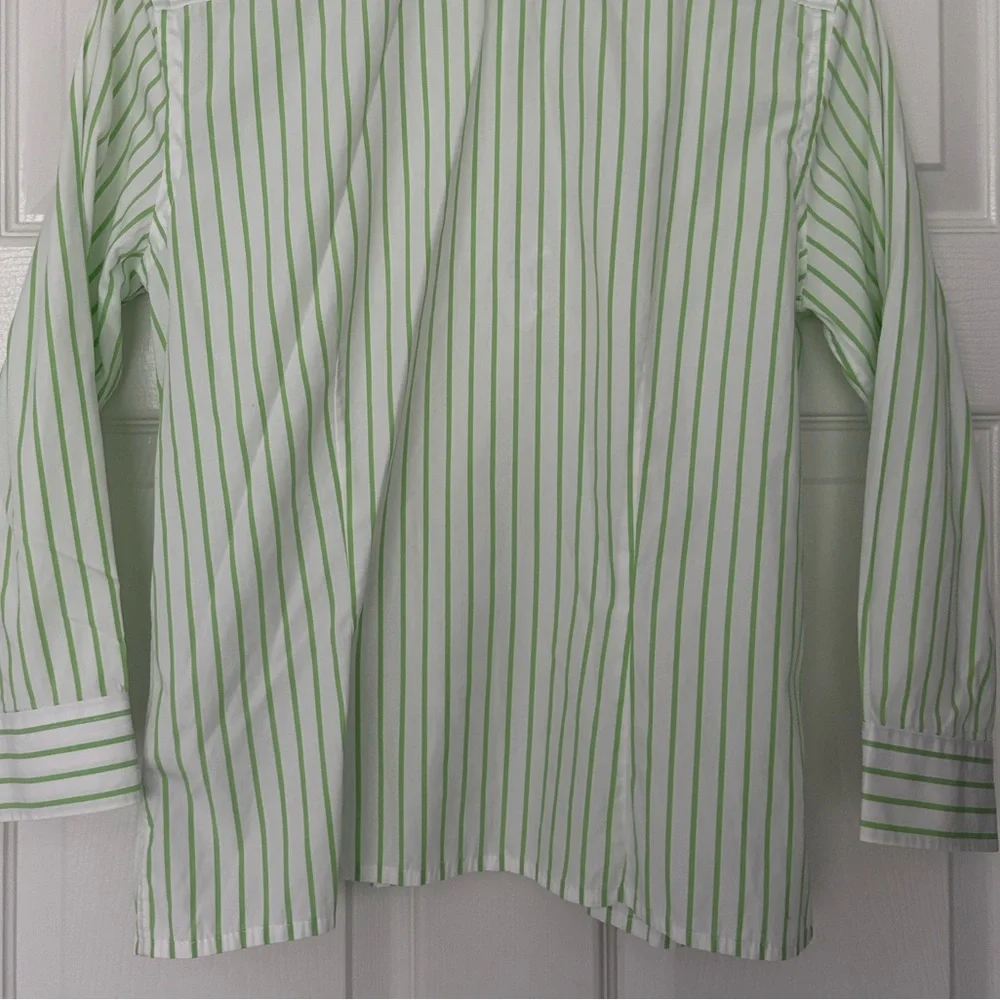 Ralph Lauren Green and White Striped Button Down Shirt Size Medium - Picture 7 of 9